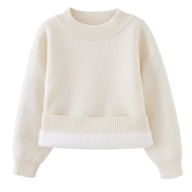 Dziecięcy sweter polarowy pogrubiony, ciepły, dzianinowy dół bluzy 2K7