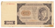 Polska, 500 złotych 1948, ser. AT, st. 5+