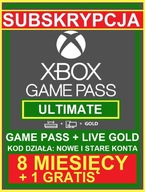 Live Gold + Game Pass 8 mesiacov +1 ZADARMO