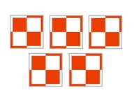 Naklejka szachownica biało- czerwona 3D SZACHOWNICA ZESTAW 5 SZT