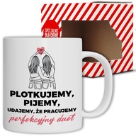 BIELY HRNČEK IDEÁLNY AKO DARČEK DO PRÁCE PRE KAMARÁTKU KLEBETÍME PIJEME