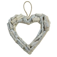 Prívesok drevený 35 cm v tvare srdca ozdoba so šnúrkou na zdobenie