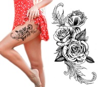 Tatuaż damski tymczasowy czarne róże