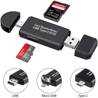 3w1 Czytnik kart SD microSD USB C Micro USB 3.0