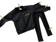 Dres JOJO KIDS komplet bluza legginsy prążek czarny logotyp 116/122 cm