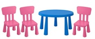 IKEA MAMMUT Konferenčný stolík 85 cm + 3 detské stoličky