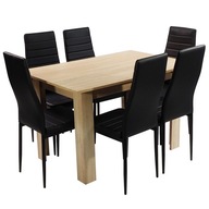 Zestaw stół Modern 120 sonoma 6 czarnych krzeseł Nicea tapicerowane