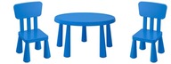 IKEA MAMMUT Stolik + 2 krzesła niebieski dziecięcy