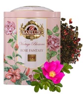 Basilur ROSE FANTASY herbata zielona HIBISKUS RÓŻA liściasta PUSZKA - 100 g