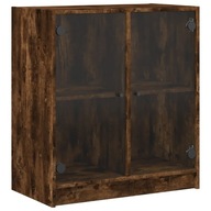 vidaXL Skrinka so sklenenými dverami, dymový dub, 68x37x75,5 cm
