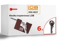 .6 KLUCZY. KŁÓDKA LOB KT02 75mm ANTYWŁAMANIOWA trzpieniowa + 6 KLUCZY