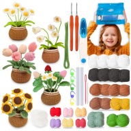 DIY VIRÁGOS NÖVÉNYEK CSERÉPBEN 5 DB-OS HORGOLÓTŰ SZETT + AKCESORIA