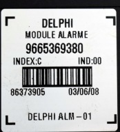 CITROEN C5 III X7 Module Capteurs ALARMU 9665369380