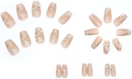 Sztuczne paznokcie, tipsy nude perełki, łatwe w aplikacjii 24szt