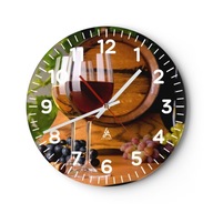 Kuchynské nástenné hodiny 30x30 Sud na víno Moderné sklenené hodiny Tichý