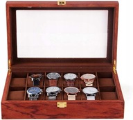 Drewniane pudełko na zegarek z 12 gniazdami