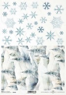 Papier RYŻOWY R2309 z włoskami A4 Boże Narodzenie Zimowy widoczek śnieżynka