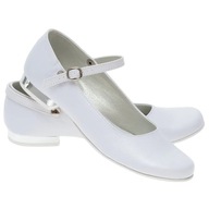 Białe buty komunijne dla dziewczynki dziewczęce Polskie baleriny OM830-37