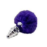 Plug-Metal Anál Fluffly Twist Plug S tmavo fialová