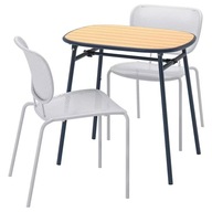 IKEA DUVSKAR/DUVSKAR Stôl a 2 vonkajšie stoličky čiernomodrá/sivá 76cm