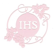 Scrapki papierowe IHS Komunia Hostia winogrona 5 sztuk różowe perłowe