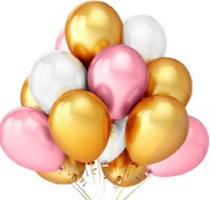 Balony metaliczne ZŁOTE RÓŻOWE 1-9 MIX dekoracja roczek urodziny DUŻE 10szt