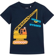 T-shirt chłopięcy Koszulka dziecięca Bawełna granatowy 110 z dźwigiem Endo