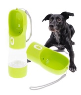 Fľaša prenosná dávkovač vody a jedla pre psov zelená