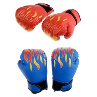 Detské boxerské rukavice Prettyia 2 páry Tréningové zápasnícke dierovanie Modrá a červená