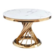 Moderný zlatý okrúhly glamour stôl s mramorom 120 nábytok PREMIUM HIT