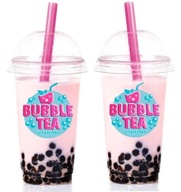 Kubek do Bubble Tea z przykrywką ZESTAW 400ml popping boba - LOGO