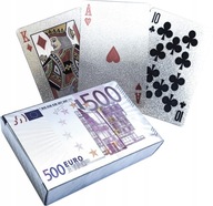 Karty do gry plastikowe srebrne euro pieniądze