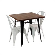 Zestaw stół Tolix 2 krzesła metalowe białe Tolix