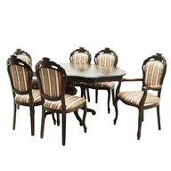 Antyk intarsjowany stylowy stół włoski, 2 fotele, 4 krzesła PO RENOWACJI