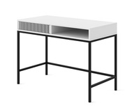 Písací stôl toaletný stolík RAVENNA F 112x78x50 zásuvka biela mat čierna rám čierna