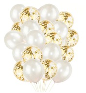 Sada balónikov konfety Zlatá biela 20ks narodeniny