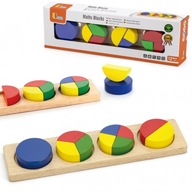 Drevená skladačka Viga Matematické kocky Zlomky 11 Montessori prvkov