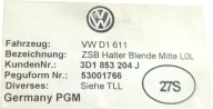 VW PHAETON II LIFT grid air conditioning devices central clock W25 3D1853204J