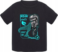 Koszulka z dinozaurem T rex czarna T-shirt chłopięcy 122/128 5 6 lat