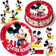 MEGA ZESTAW OPŁATEK NA TORT MYSZKA MIKI MICKEY MOUSE + 8szt POSTACI + TEKST