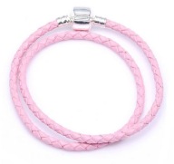 Rózsaszín dupla bőr karkötő