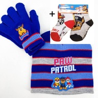 Komplet dziecięcy zimowy czapka rękawiczki skarpetki Psi Patrol niebieski