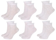 6-PACK Ponožky žakárové biele tenké 23-26