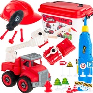 SADA MALÉHO HASIČE MALÝ HASIČ VOZIDLA AUTÍČKA AUTO PŘÍSLUŠENSTVÍ PŘILBA 4 V 1