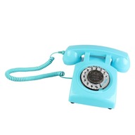 Telefon z obrotową tarczą, retro staromodny niebieski