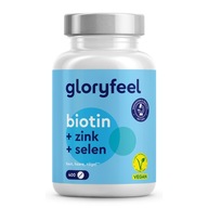 BIOTYNA + CYNK + SELEN włosy skóra paznokcie vegan 400 tabletek gloryfeel