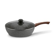 GŁĘBOKA PATELNIA INDUKCJA GAZ patelnia GRANITOWA NON-STICK 28cm +pokrywka