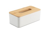 Biały Chustecznik pojemnik pudełko na chusteczki higieniczne bambusowy