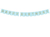 Baner, girlanda Happy Birthday, błękit 15 x 175 cm urodziny, party, boy