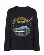 Koszulka T-shirt długi rękaw chłopięcy auto vintage czarna 134/140 9 11 lat